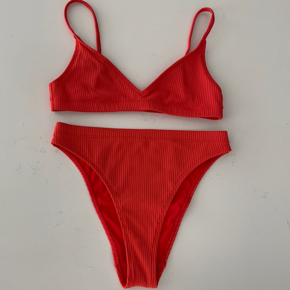 L.A. Hearts Red High Waist Bikini set